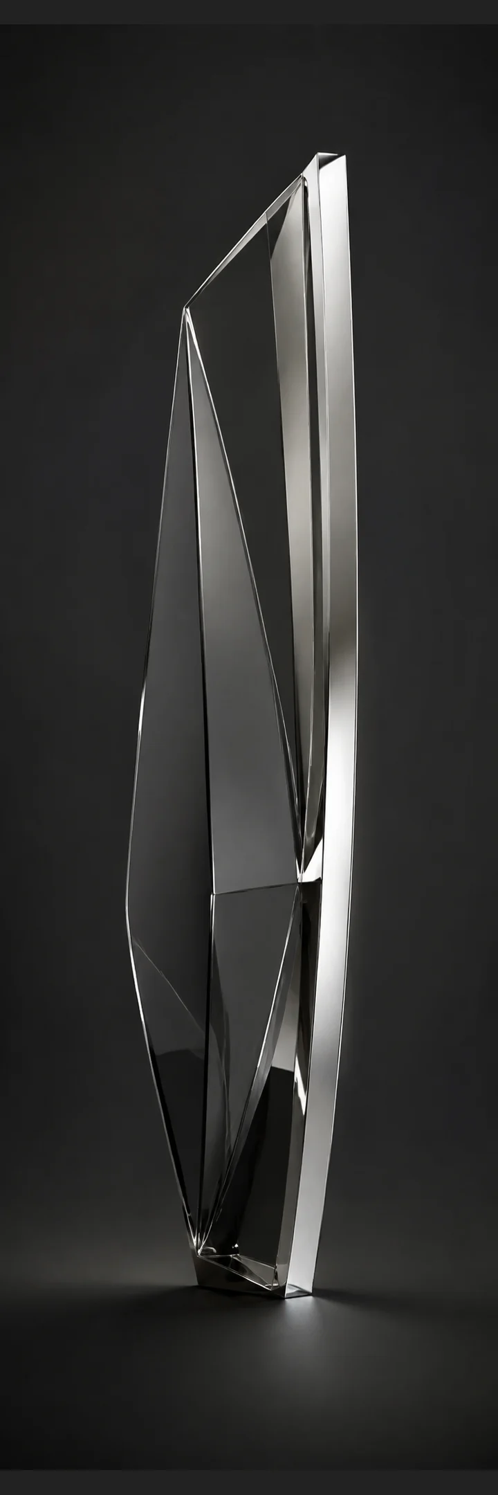 Smoked-glass blade with a polished chrome edge.