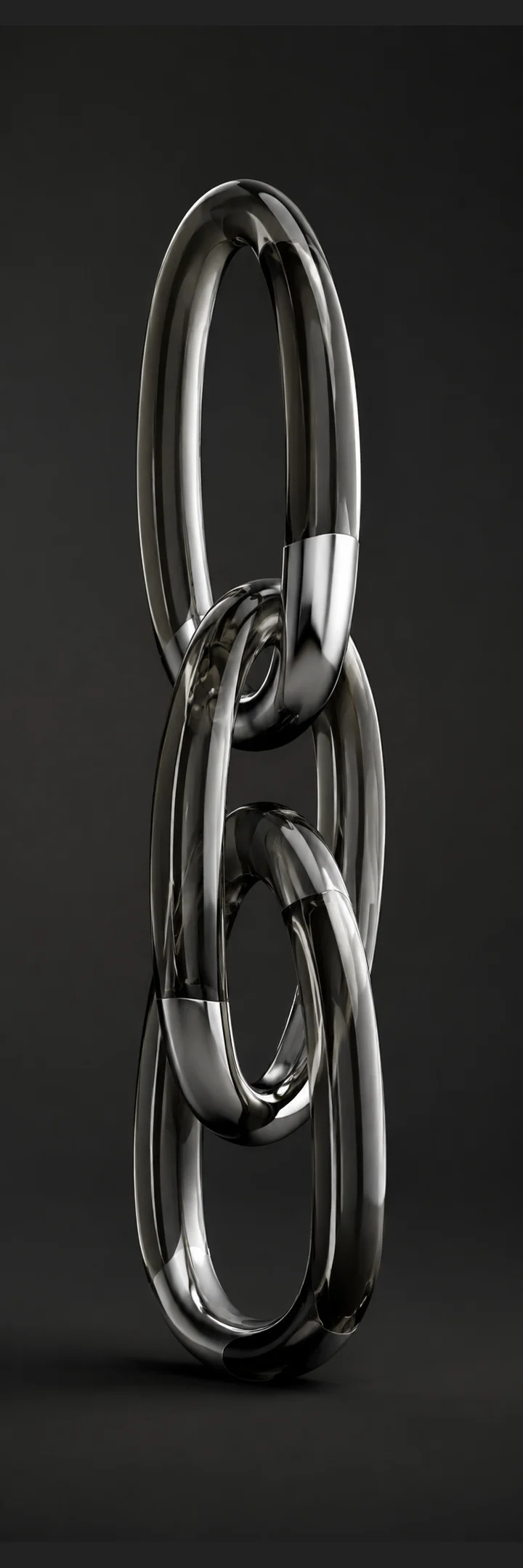 Three interlocking glass and chrome loops.