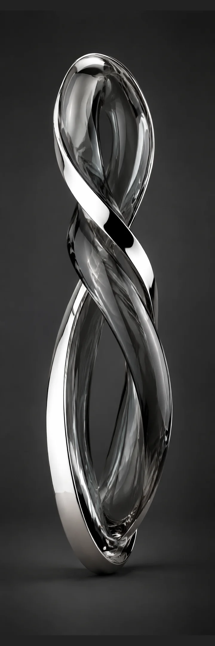 Glass knot wrapped in a polished chrome band.